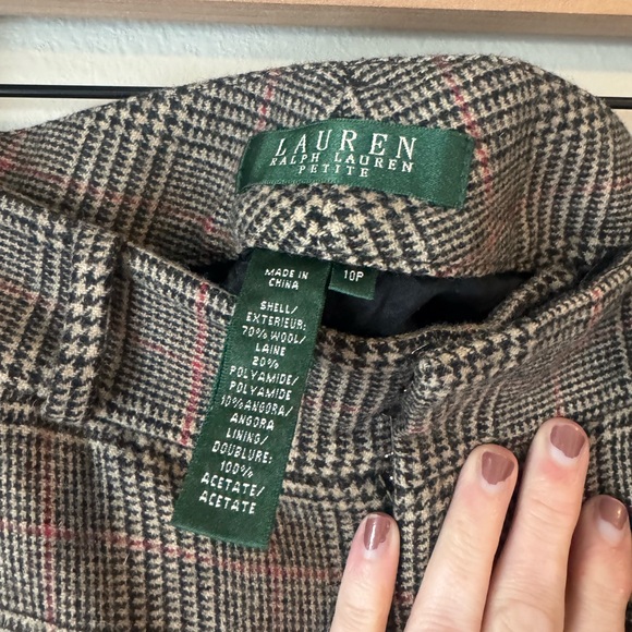 Lauren Ralph Lauren Wool Blend Brown Plaid Dress Pants - Picture 3 of 5